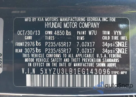 2014 Hyundai Santa Fe Sport из США, поврежденный, VIN 5XYZU3LB1EG143096